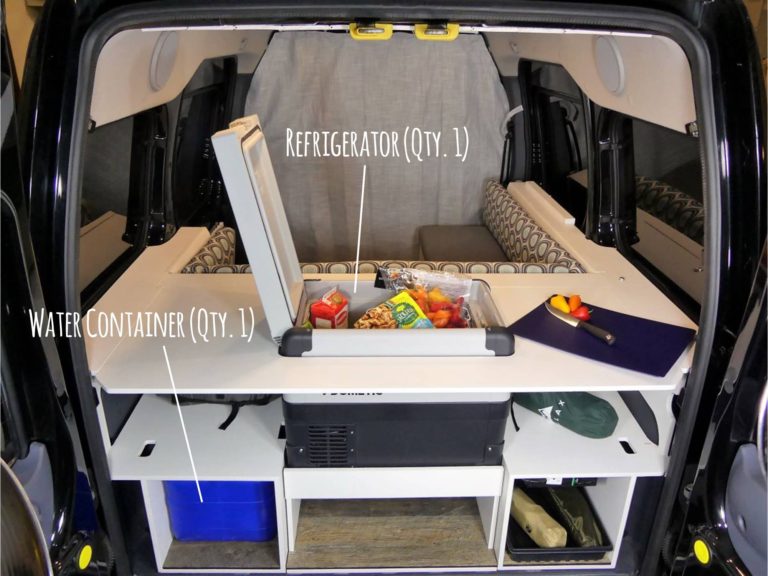 Van Rear Storage, Refrigerator, Water Container Locations